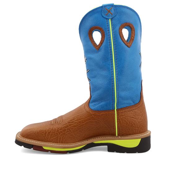 NEW Twisted X Lite Western Steel Toe‎ Work Boots Brown Neon Blue Skull Size 7.5D main image 15